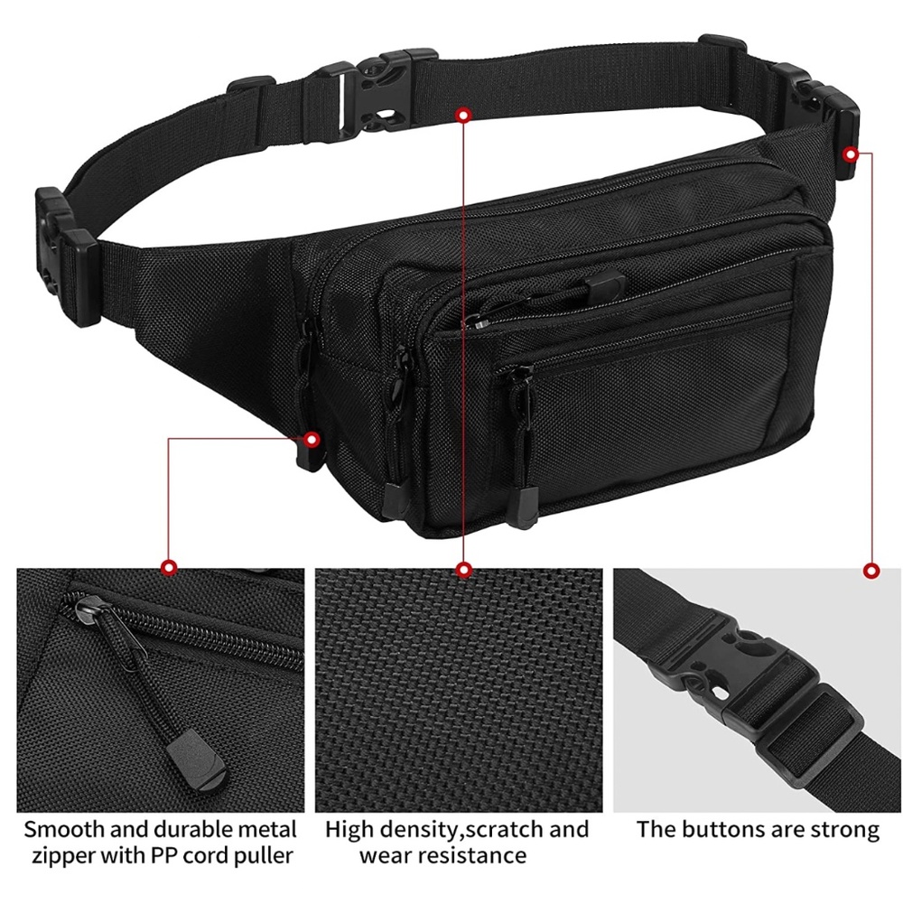 *NWT* Belt Bag Fanny Pack Crossbody Bag for Plus and Regular Size Unisex Black - Picture 6 of 10
